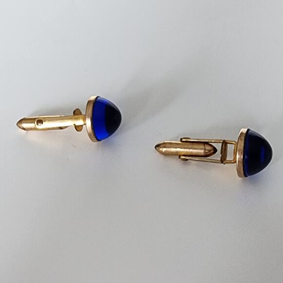 Vintage Correct D&B blue stone gold tone cufflinks - Picture 3 of 7
